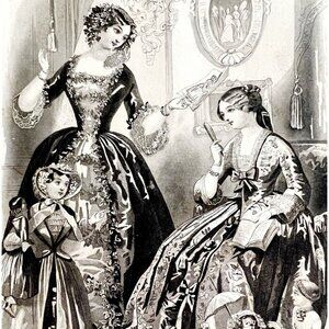 Domestic Scene Engraving 1859 Gorgeous Victorian Family Fashion Art DWY5F